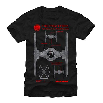 Star Wars Episode 7 Black Schematic Black T-Shirt