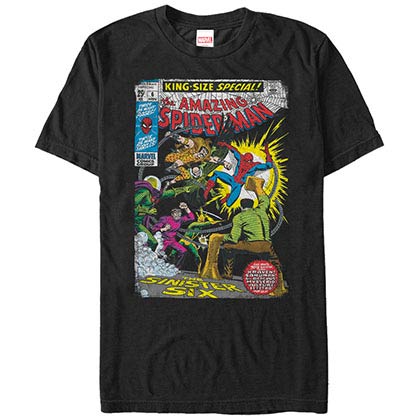 Spiderman Sinister 6 Comic Black Mens T-Shirt