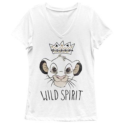 Disney Lion King Wild White Juniors V Neck T-Shirt