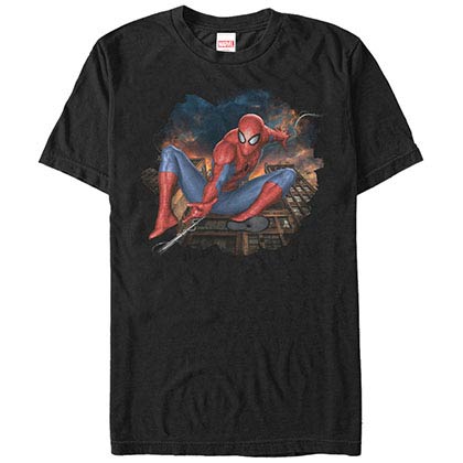 Spiderman Spider Jump Black Mens T-Shirt