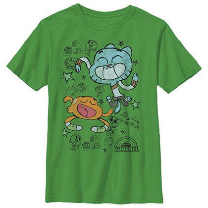 Gumball Scribble Boys Green Youth T-Shirt