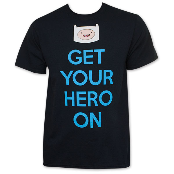 Adventure Time Get Your Hero On Men's Black Finn Tee Shirt Adventure Time Get Your Hero On Men's Black Finn Tee Shirt