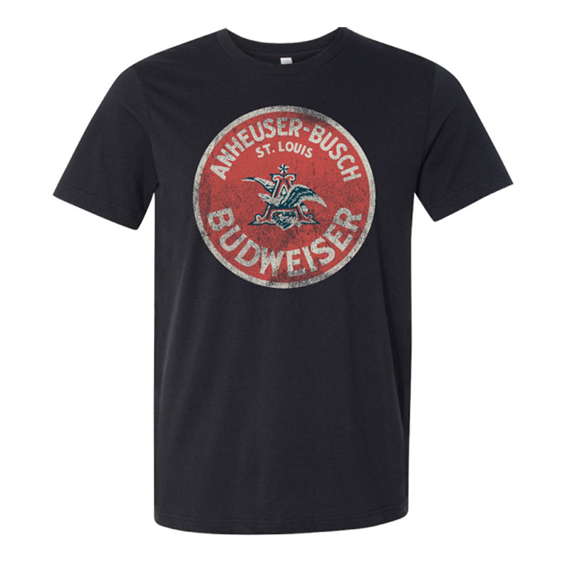 Budweiser Men's Deep Heather Distressed Circle Logo T-Shirt Budweiser Men's Deep Heather Distressed Circle Logo T-Shirt