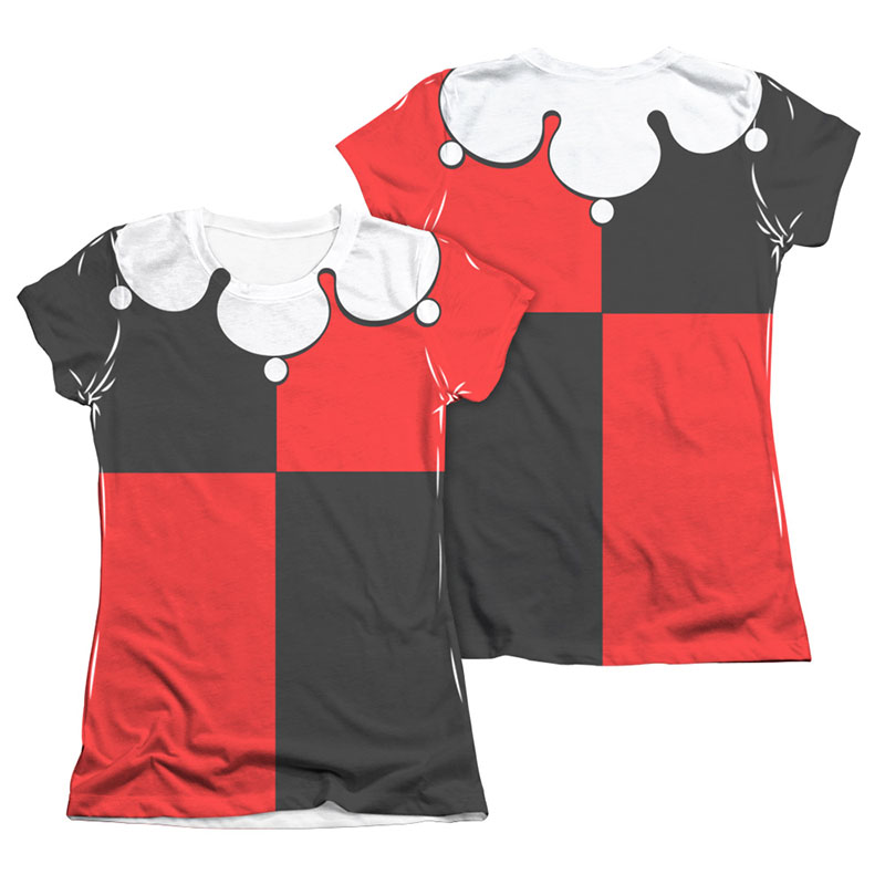 Batman Harley Quinn Two-Sided Costume Sublimation Red T-Shirt Batman Harley Quinn Two-Sided Costume Sublimation Red T-Shirt