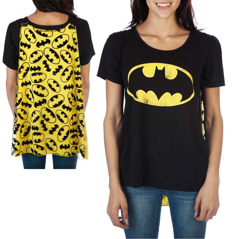 Batman Women's Black Interchangeable Cape Costume T-Shirt Batman Women's Black Interchangeable Cape Costume T-Shirt