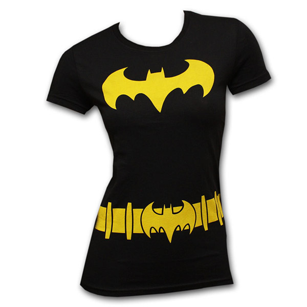 Batman Batgirl Costume Black Juniors Graphic Tee Shirt | TeesForAll.com