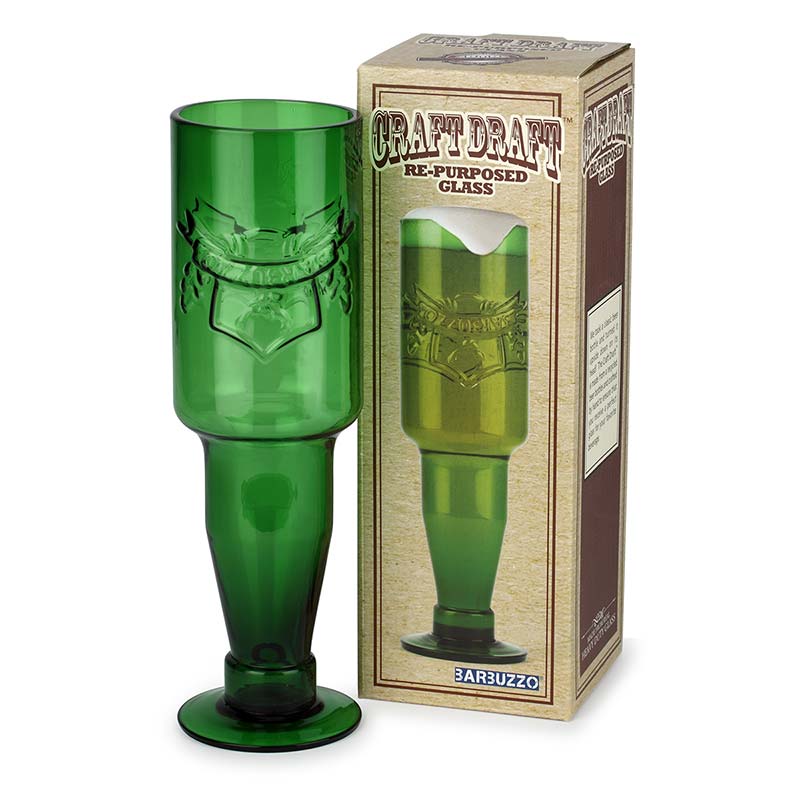 Craft Draft Green Repurposed Beer Drinking Glass Craft Draft Green Repurposed Beer Drinking Glass