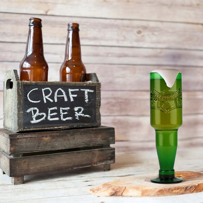 Craft Draft Green Repurposed Beer Drinking Glass Craft Draft Green Repurposed Beer Drinking Glass