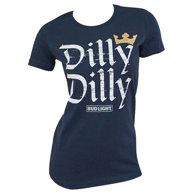 Bud Light Women's Navy Blue Dilly Dilly T-Shirt Bud Light Women's Navy Blue Dilly Dilly T-Shirt