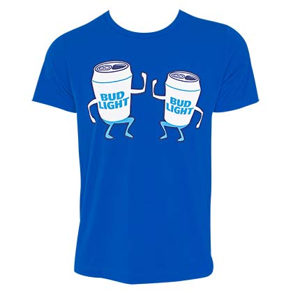 Bud Light Dilly Dilly Dancing Beer Cans Blue Tee Shirt