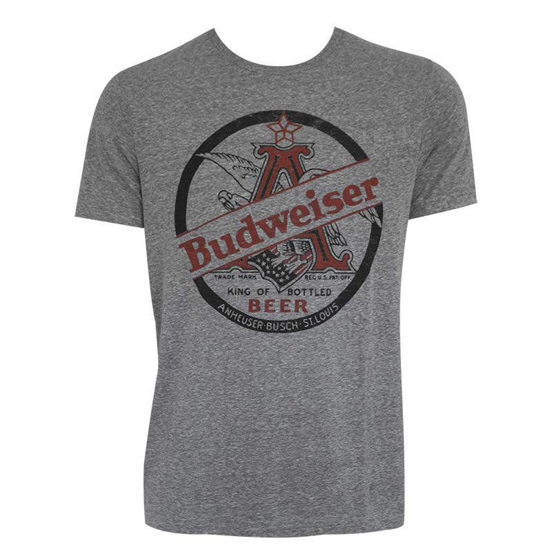 Budweiser Men's Heather Grey King Of Beers T-Shirt