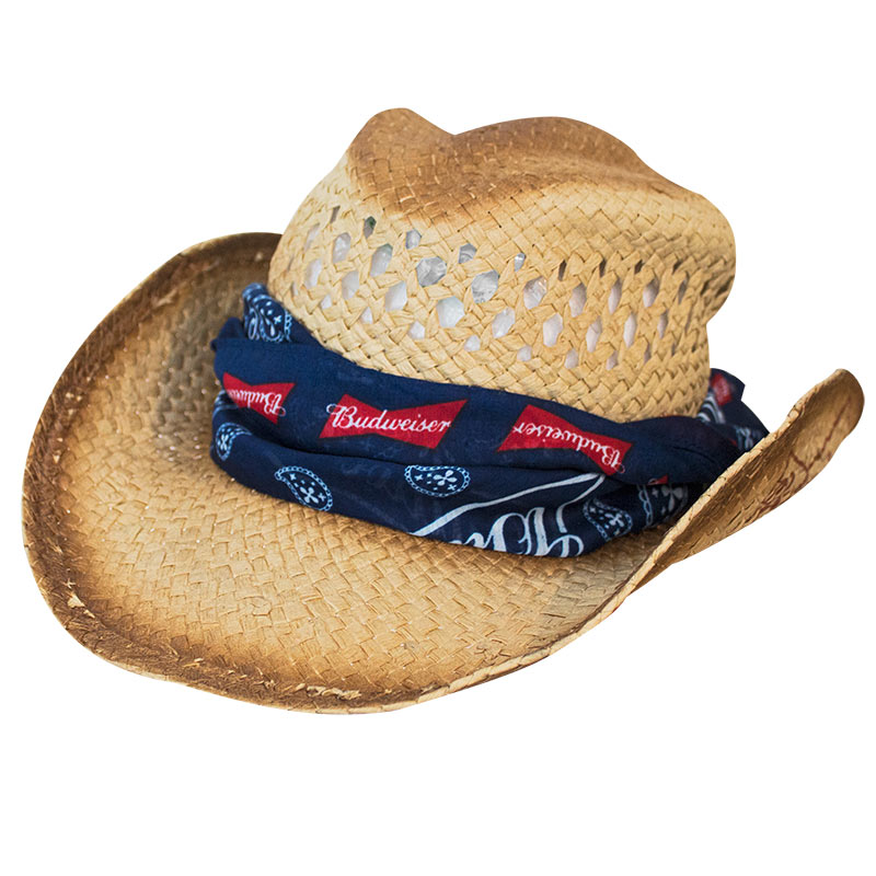 Budweiser Straw Bandana Cowboy Hat