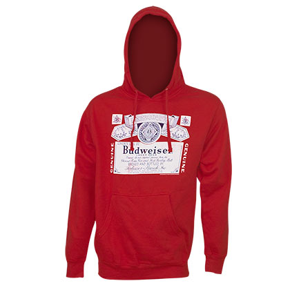 Budweiser Classic Label Red Hoodie Sweatshirt
