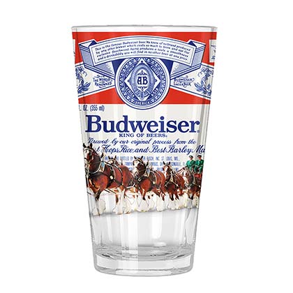 Budweiser Clydesdale Horse Label Pint Glass