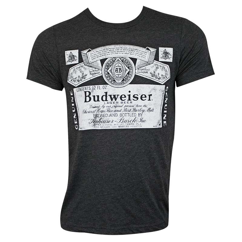 Budweiser Men's Black Bottle Label T-Shirt