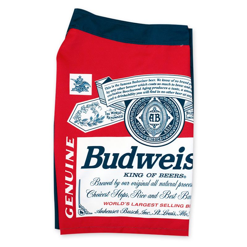 Budweiser Beer Label Red And Blue Board Shorts Budweiser Beer Label Red And Blue Board Shorts