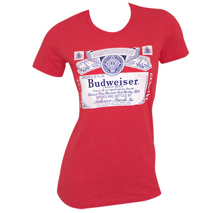 Budweiser Label Women's Red Tee Shirt