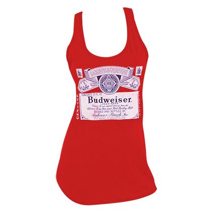 Budweiser Label Racerback Women's Red Tank Top Shirt