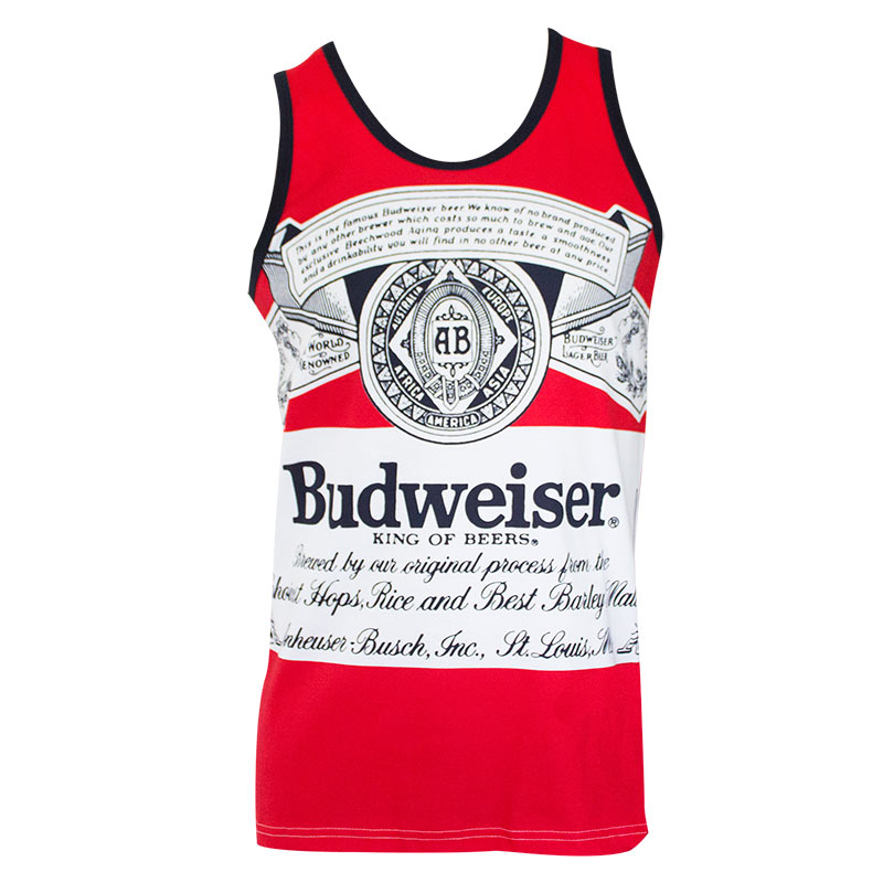 Budweiser Men's Red Large Label Logo Tank Top Budweiser Men's Red Large Label Logo Tank Top