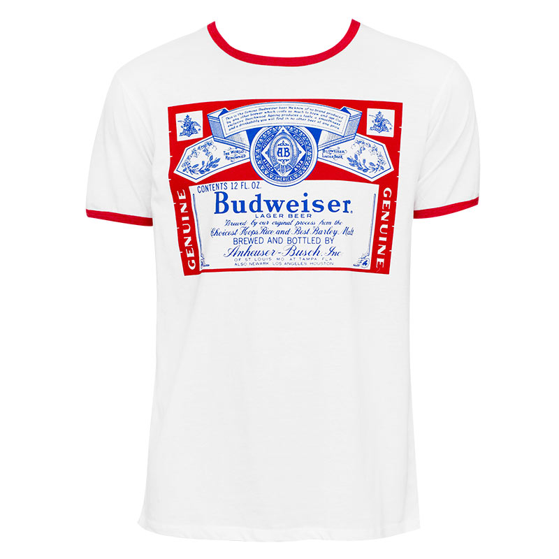 Budweiser Men's White Ringer T-Shirt