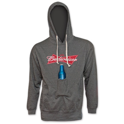 Budweiser Bowtie Can Logo Beer Pouch Hoodie