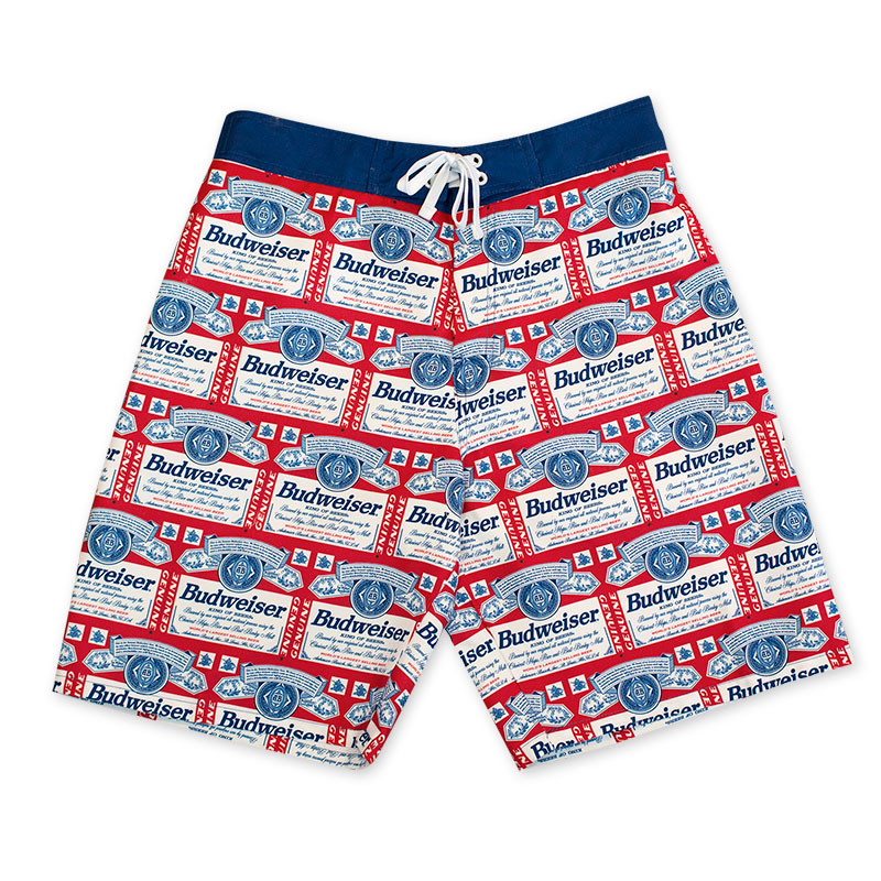 Budweiser White Repeating Label Board Shorts
