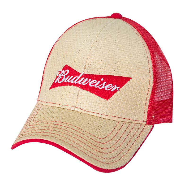 Budweiser Beige Straw Trucker Hat Budweiser Beige Straw Trucker Hat