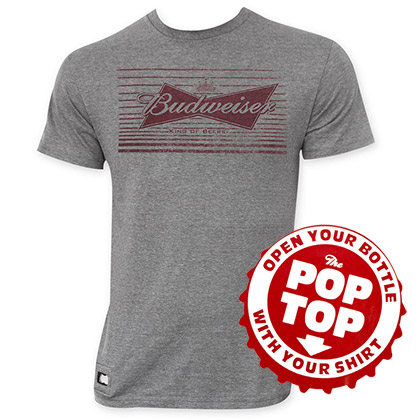 Budweiser Lined Bow Logo Pop Top Bottle Opener T-Shirt