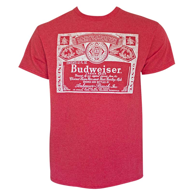 Budweiser Men's Red Vintage Logo T-Shirt