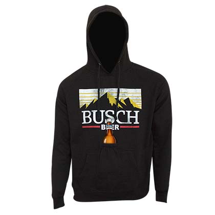Busch Mountain Logo Black Beer Pouch Hoodie
