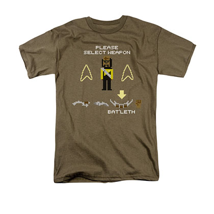 Star Trek Worf Select Weapon 8-Bit Pixel Brown T-Shirt