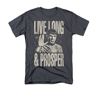 Star Trek Live Long And Prosper Spock Gray T-Shirt