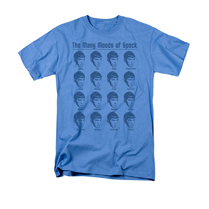 Star Trek Men's Blue Many Moods Of Spock Tee Shirt