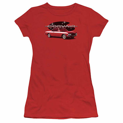 Chevy 65 Corvair Mona Spyda Coupe Red Juniors T-Shirt