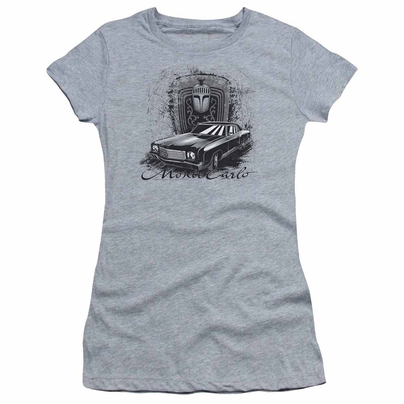 Chevy Monte Carlo Drawing Gray Juniors T-Shirt Chevy Monte Carlo Drawing Gray Juniors T-Shirt