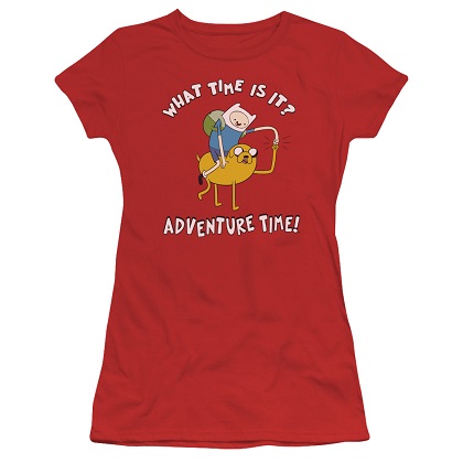 Adventure Time What Time Is It Womens Red Tshirt