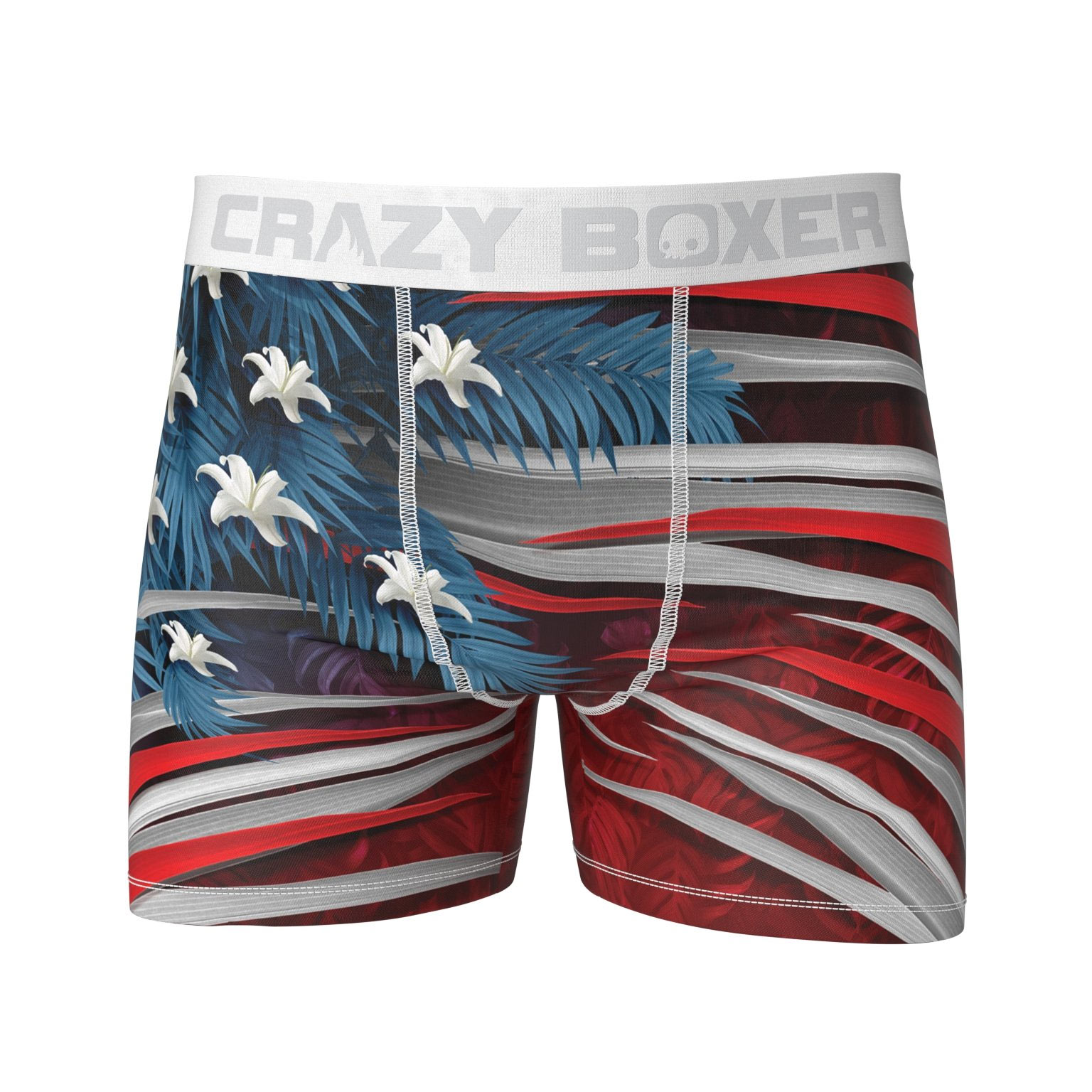 American Flag Red White and Blue Jungle Print Boxer Briefs American Flag Red White and Blue Jungle Print Boxer Briefs
