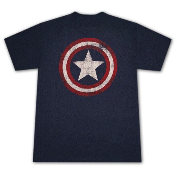 Captain America Distressed Shield Logo Navy Blue Graphic Tee Shirt Captain America Distressed Shield Logo Navy Blue Graphic Tee Shirt