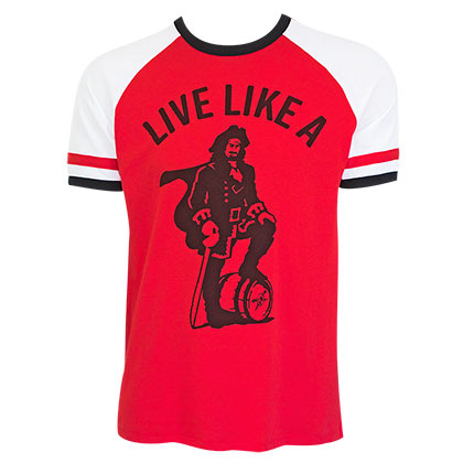 Captain Morgan Live Like A Captain Vintage Jersey Red Tee Shirt