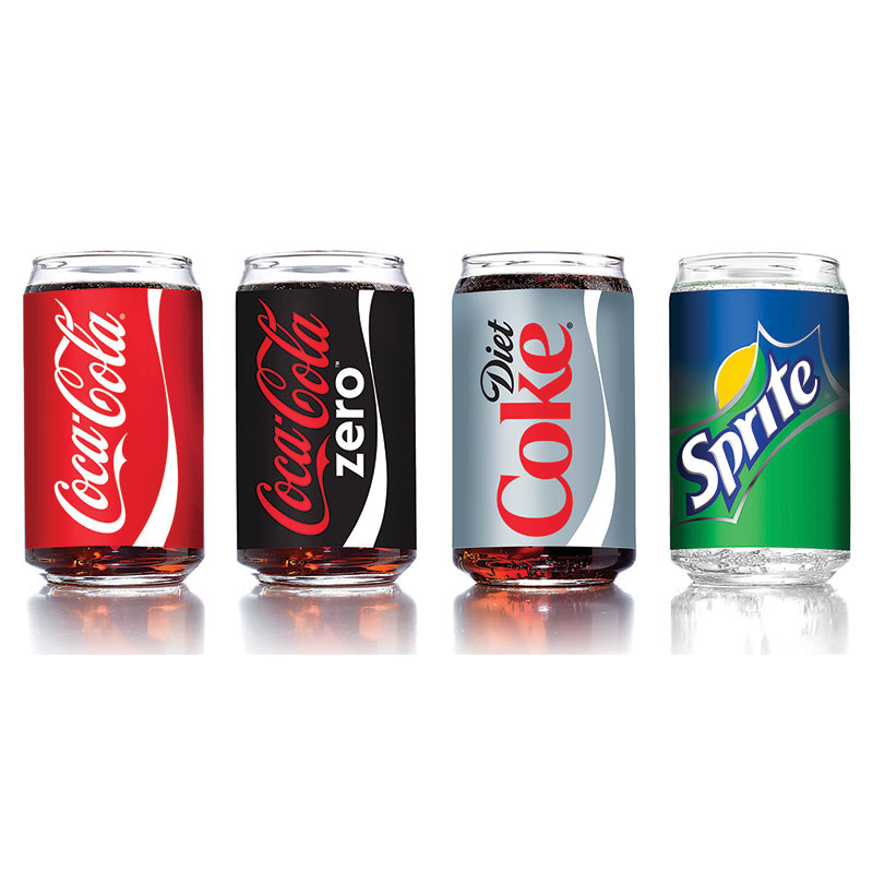 Coca Cola Assorted Soda Can Drinking Glass Set Coca Cola Assorted Soda Can Drinking Glass Set