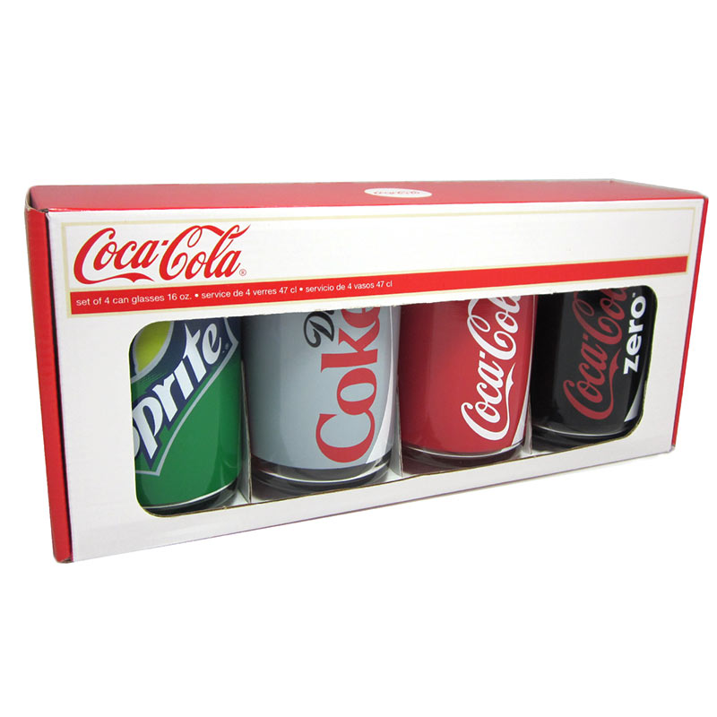 Coca Cola Assorted Soda Can Drinking Glass Set Coca Cola Assorted Soda Can Drinking Glass Set