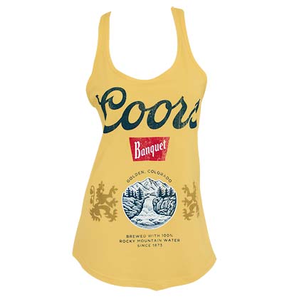 Coors Banquet Racerback Women's Yellow Tank Top Shirt