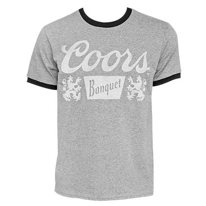 Coors Banquet Logo Men's Gray Ringer TShirt
