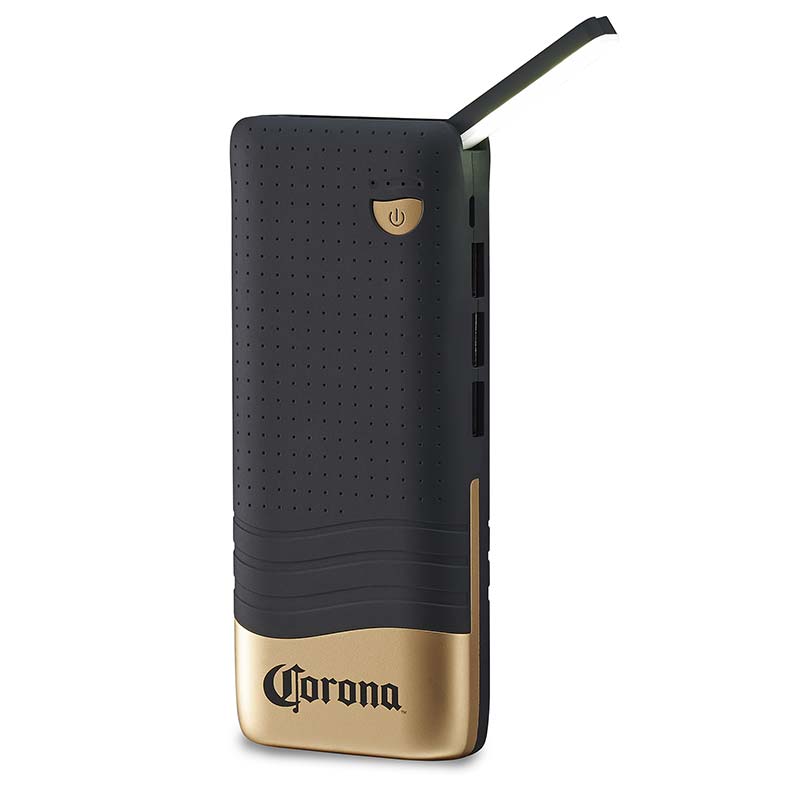 Corona Portable Black & Gold Power Bank With LED Light Corona Portable Black & Gold Power Bank With LED Light