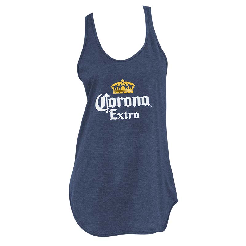 Corona Extra Women's Navy Blue Long Racerback Tank Top Corona Extra Women's Navy Blue Long Racerback Tank Top