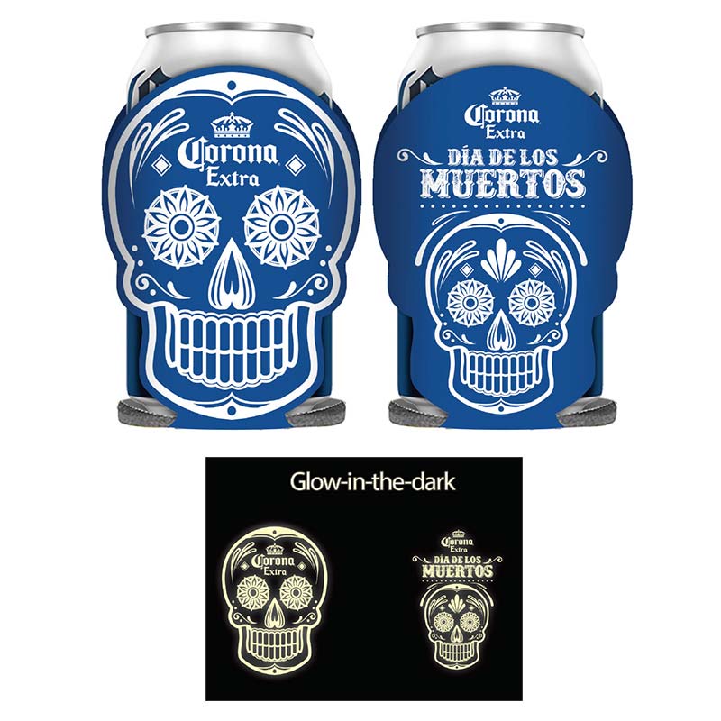 Corona Extra Glow In The Dark Blue Dia De Los Muertos Can Cooler Corona Extra Glow In The Dark Blue Dia De Los Muertos Can Cooler
