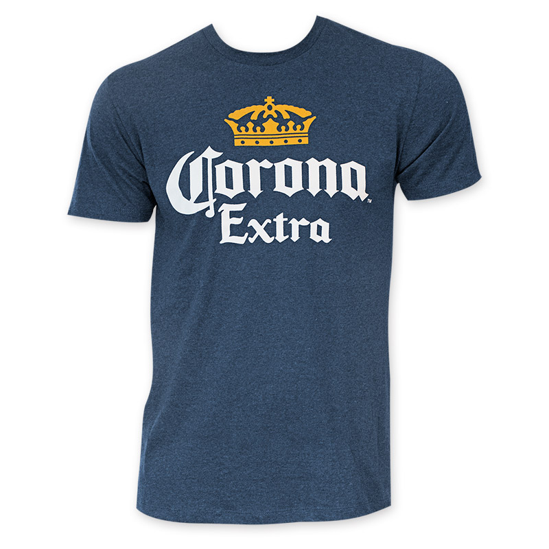 Corona Extra Heather Navy Blue Palms Logo Tee Shirt