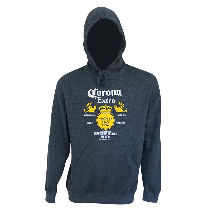 Corona Extra Bottle Label Navy Blue Hoodie Corona Extra Bottle Label Navy Blue Hoodie