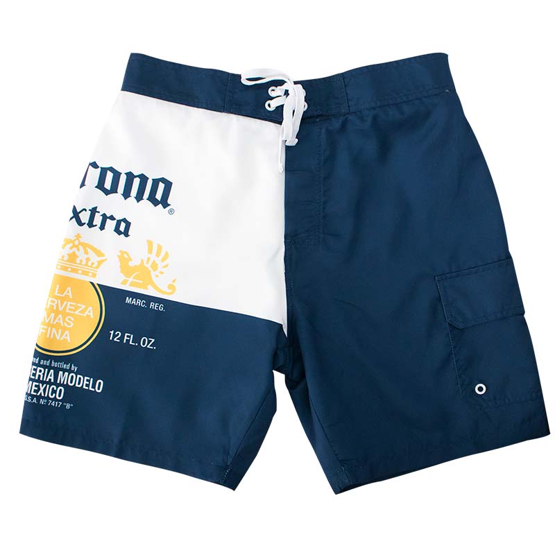 Corona Extra Blue & White Split Board Shorts Corona Extra Blue & White Split Board Shorts
