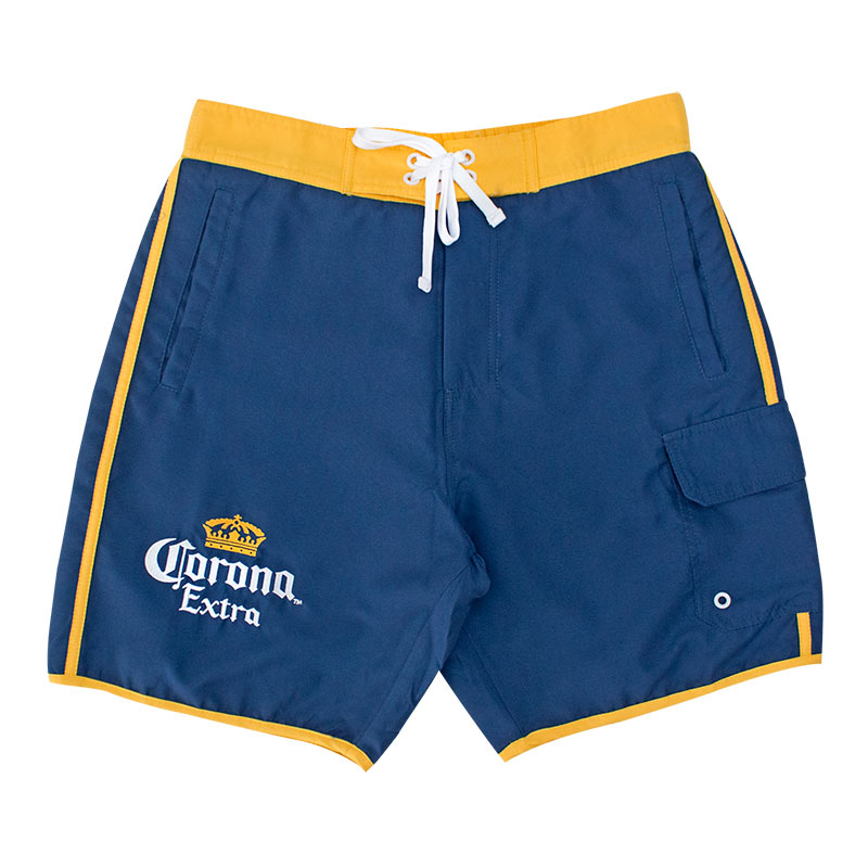 Corona Extra Gold Striped Board Shorts Corona Extra Gold Striped Board Shorts